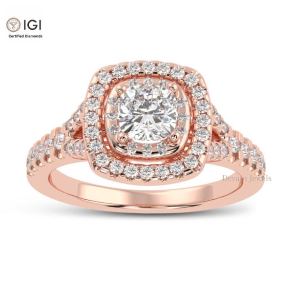 Cushion Square Solitaire Women's Ring in 18kt Gold Studded With VVS Lab Grown Diamonds, Engagement Wedding Ring, Gift, IGI Certified Diamond