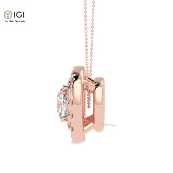 Cushion Square Pendant For Women's in 18KT Gold Studded With VVS Lab Grown Certified Diamond, Delicate Pendant, Anniversary/Birthday Gift