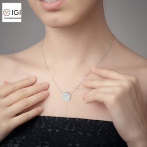 Cushion Square Pendant For Women's in 18KT Gold Studded With VVS Lab Grown Certified Diamond, Delicate Pendant, Anniversary/Birthday Gift