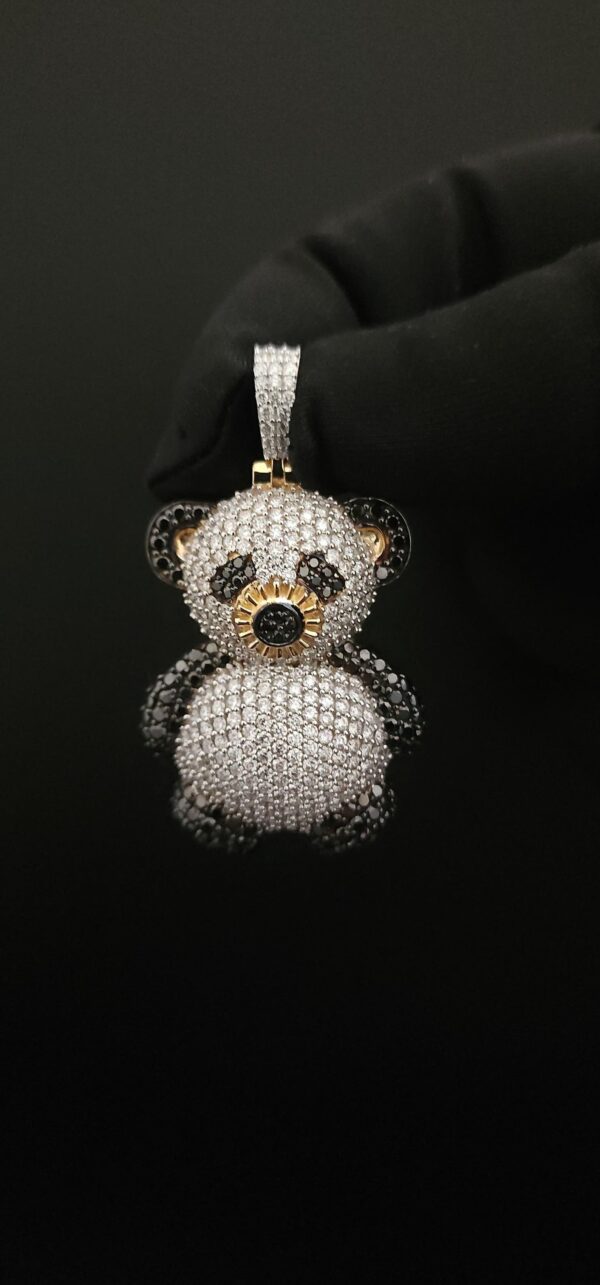 Beautiful Iced out 3D Teddy Pendant in 925 Sterling Silver Embellished with Shiny Moissanite Stone For The Birthday Gift / Anniversary Gift