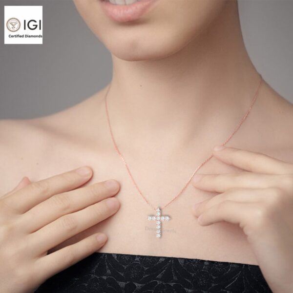 Jesus Cross Unisex Pendant Made in 18KT Gold Studded With VVS Lab Grown Certified Diamond, Christmas Gift, Religious Pendant, Custom Pendant