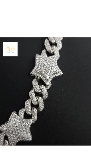 Iced Out Heart Cuban Link Bracelet Made in 925Sterling Silver Studded with Moissanite Stone To The Special One For Anniversary/Birthday Gift