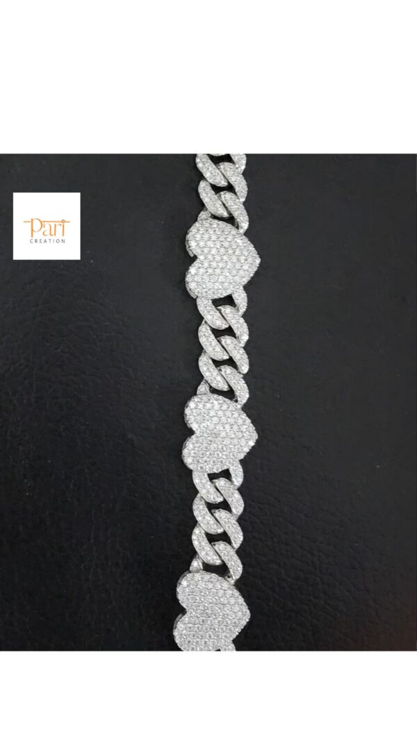 Iced Out Heart Cuban Link Bracelet Made in 925Sterling Silver Studded with Moissanite Stone To The Special One For Anniversary/Birthday Gift