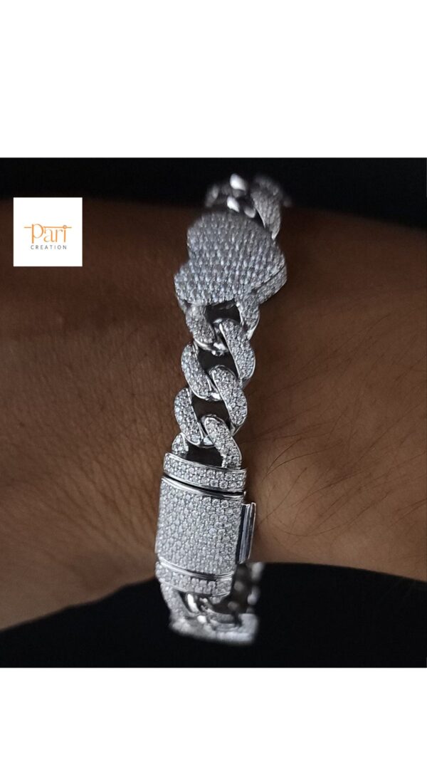Iced Out Heart Cuban Link Bracelet Made in 925Sterling Silver Studded with Moissanite Stone To The Special One For Anniversary/Birthday Gift