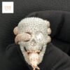 3D Skull Face Snake Ring Made in 925 Sterling Silver Studded with VVS Colorless Moissanite Stone, Unisex Ring, Hip Hop Ring, Unique Style