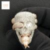 3D Skull Face Snake Ring Made in 925 Sterling Silver Studded with VVS Colorless Moissanite Stone, Unisex Ring, Hip Hop Ring, Unique Style