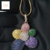Iced Out Multicolor Pendant Made in 10k Gold Embellished with High Quality Cubic Zirconia Stone, Multi Color Pendant Flower Gift pendant