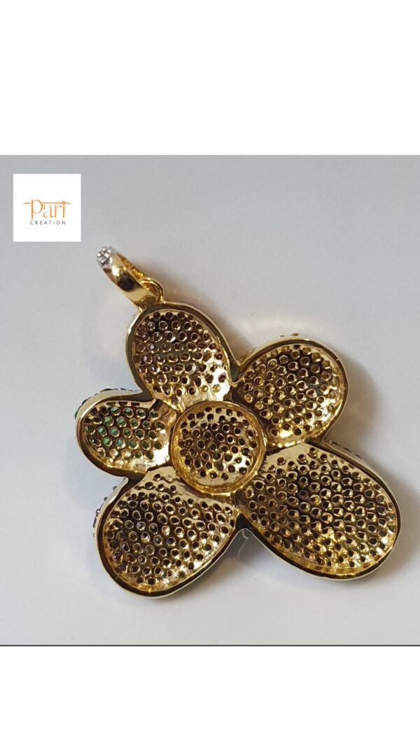 Iced Out Multicolor Pendant Made in 10k Gold Embellished with High Quality Cubic Zirconia Stone, Multi Color Pendant Flower Gift pendant