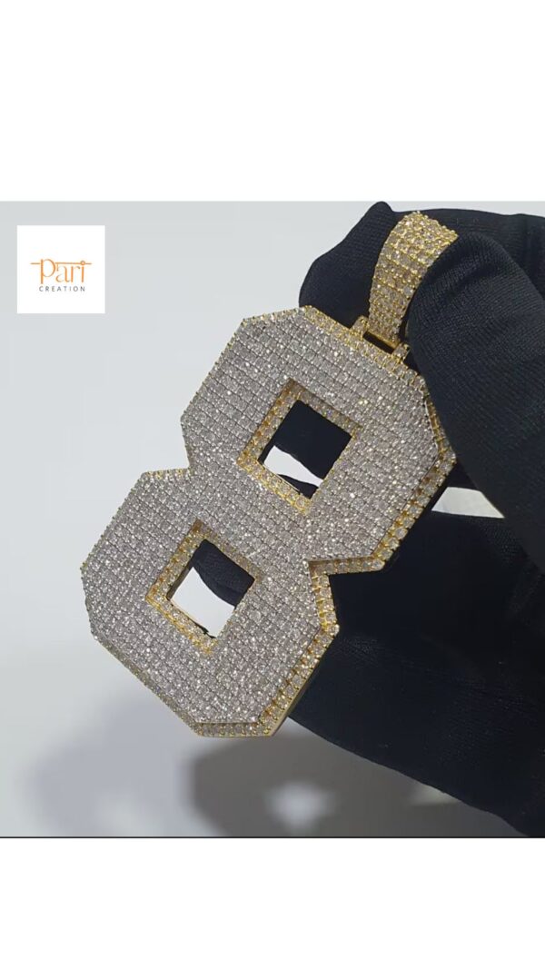 Golden Numbers 2"Long & 2"Wide Made With 14 KT Gold/10 KT Gold Embellished With Moissanite Diamonds Available In Single / Double Digit Both.