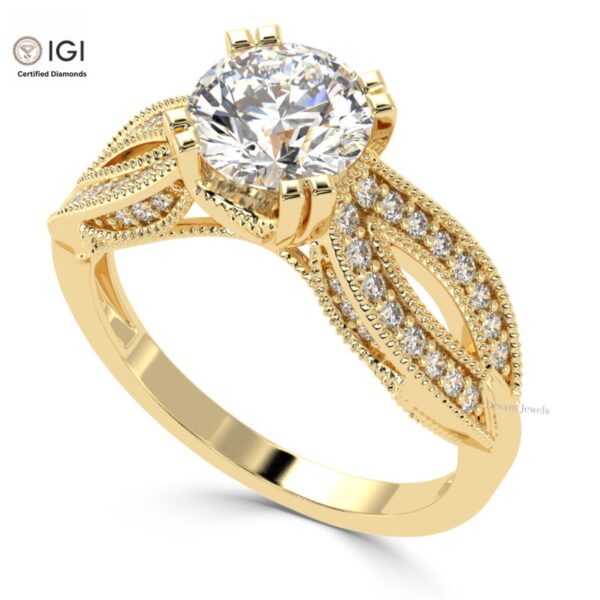 Forever Inn Engagement Wedding Solitaire Women's Ring Made in 18kt Gold Studded With VVS Lab Grown Diamonds, Gift, Handmade Jewelry, Ring