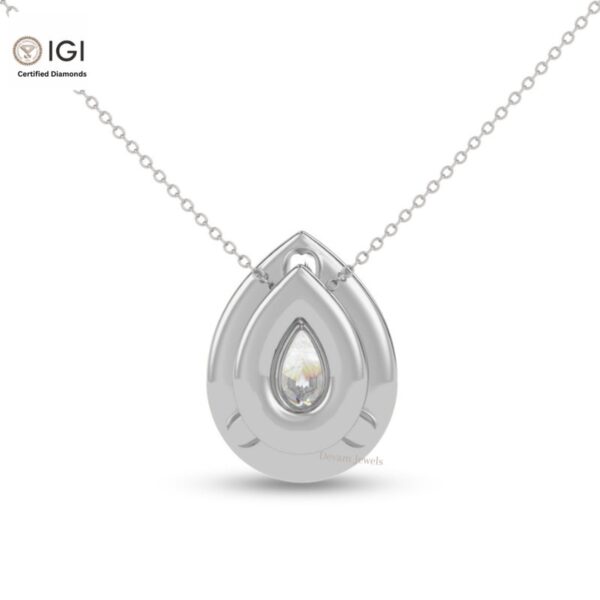 Pear Shape Solitaire Pendant For Women's in 18KT Gold Studded With VVS Lab Grown Certified Diamond With Chain, Delicate Pendant, Custom Gift