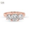 Trio Cushion Square Solitaire Women's Ring Made in 18kt Gold Studded With VVS Lab Grown Diamond, Custom Iced Out Engagement Wedding Ring