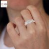 Trio Cushion Square Solitaire Women's Ring Made in 18kt Gold Studded With VVS Lab Grown Diamond, Custom Iced Out Engagement Wedding Ring