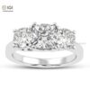 Trio Cushion Square Solitaire Women's Ring Made in 18kt Gold Studded With VVS Lab Grown Diamond, Custom Iced Out Engagement Wedding Ring