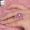 Flower Shape Ring Made in 18kt Gold Studded With VVS Lab Grown Diamonds, Gift for her, Big Jewelry, Giant Ring, Birthday/Anniversary Gift