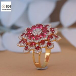 Flower Shape Ring Made in 18kt Gold Studded With VVS Lab Grown Diamonds, Gift for her, Big Jewelry, Giant Ring, Birthday/Anniversary Gift
