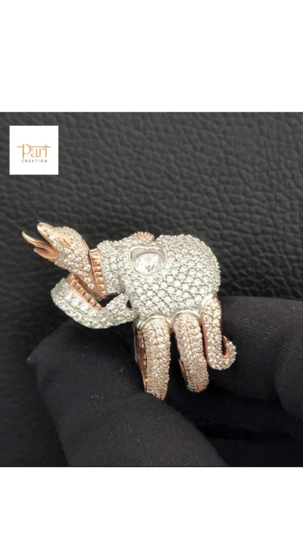 3D Skull Face Snake Ring Made in 925 Sterling Silver Studded with VVS Colorless Moissanite Stone, Unisex Ring, Hip Hop Ring, Unique Style