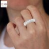 Eternity Band Ring with Emerald Cut VVS Quality Certified Lab Diamonds in 18kt Gold, Engagement Ring, Custom Ring, Handmade Jewelry