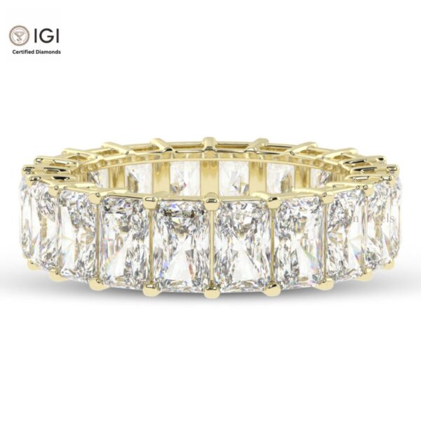 Eternity Band Ring with Emerald Cut VVS Quality Certified Lab Diamonds in 18kt Gold, Engagement Ring, Custom Ring, Handmade Jewelry