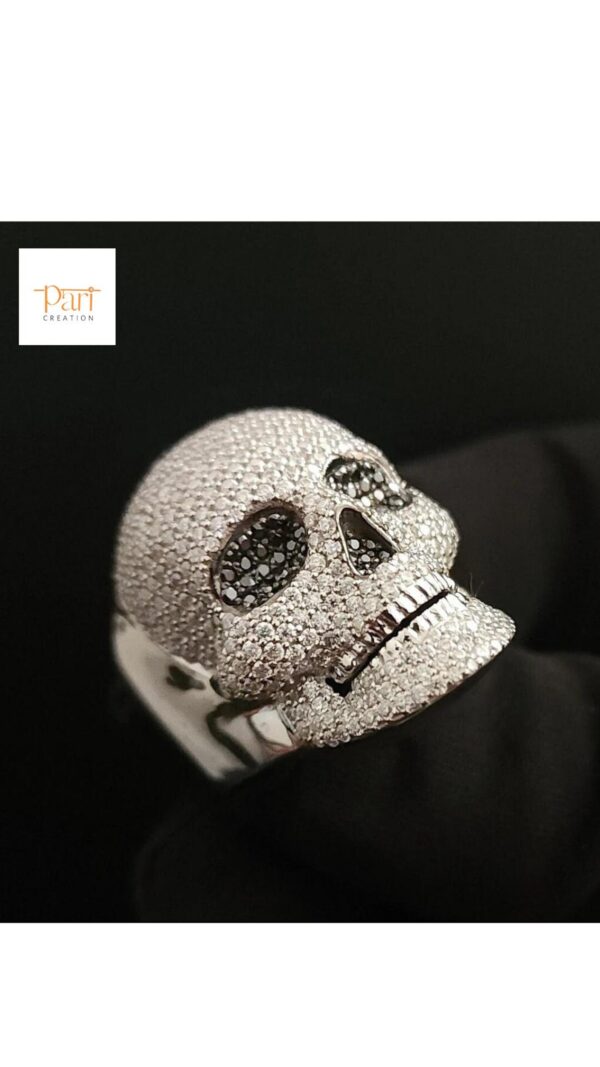 Iced Out Skull Ring Made in 925 Sterling Silver Studded with VVS Colorless Moissanite Stone Unique Ring Hip hop Ring Ghost Style