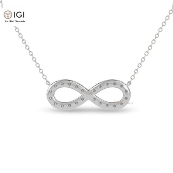 Infinity Loop Symbol Delicate Pendant For Women's in 18KT Gold Studded With VVS Lab Grown Certified Diamond With Chain, Custom Pendant, Gift