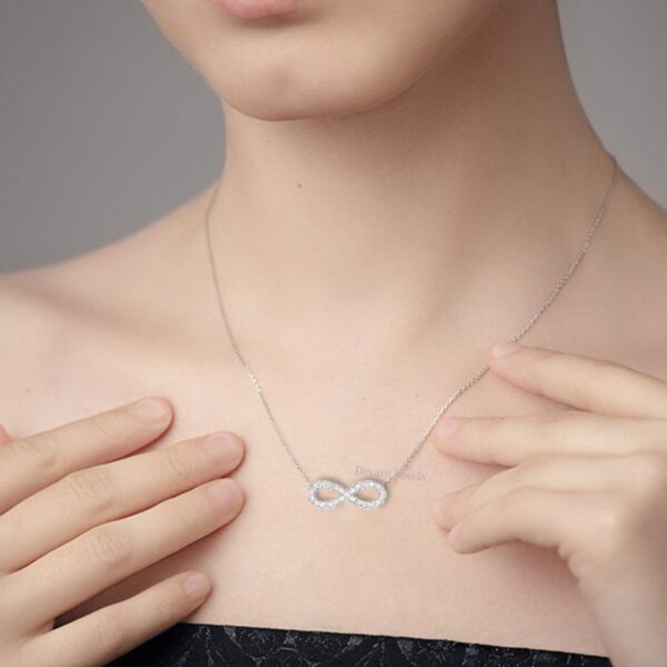 Infinity Loop Symbol Delicate Pendant For Women's in 18KT Gold Studded With VVS Lab Grown Certified Diamond With Chain, Custom Pendant, Gift