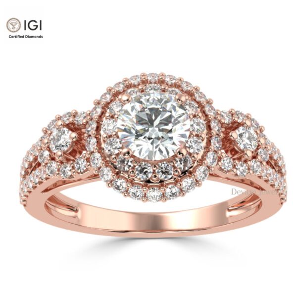Custom Solitaire Women's Ring Made in 18kt Gold Studded With VVS Lab Grown Diamonds, Engagement Wedding Ring, Gift for her, Handmade Jewelry