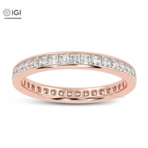 Eternity Band Ring with Princess Cut VVS Quality Certified Lab Diamonds in 18kt Gold, Engagement Ring, Custom Ring, Handmade Jewelry