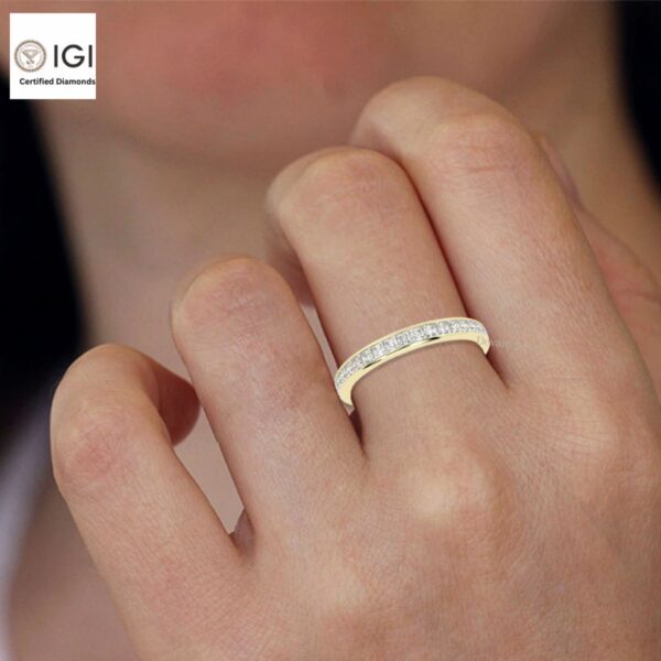 Eternity Band Ring with Princess Cut VVS Quality Certified Lab Diamonds in 18kt Gold, Engagement Ring, Custom Ring, Handmade Jewelry