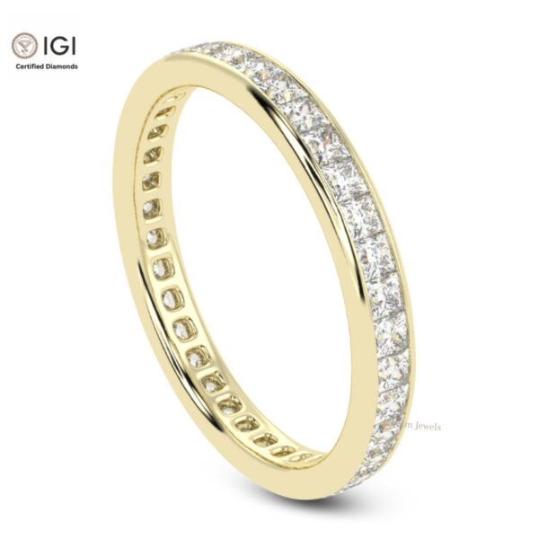 Eternity Band Ring with Princess Cut VVS Quality Certified Lab Diamonds in 18kt Gold, Engagement Ring, Custom Ring, Handmade Jewelry