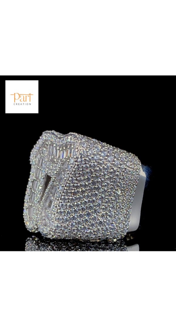 Luxury Iced Out Custom Number Ring Made In 925 Sterling Silver Studded With Shinny Moissanite Diamond For Birthday And Anniversary Gift