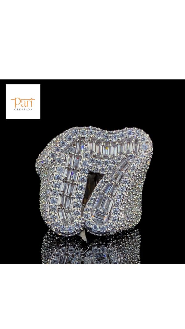 Luxury Iced Out Custom Number Ring Made In 925 Sterling Silver Studded With Shinny Moissanite Diamond For Birthday And Anniversary Gift