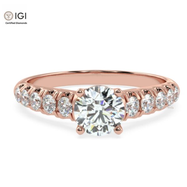 Elegant Engagement Wedding Solitaire Women's Ring Made in 18kt Gold Studded With VVS Lab Grown Diamonds, Gift, Handmade Jewelry, Custom Ring
