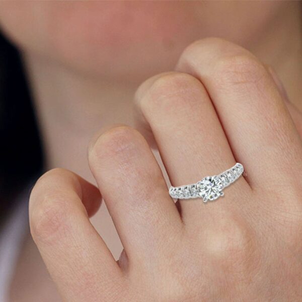 Elegant Engagement Wedding Solitaire Women's Ring Made in 18kt Gold Studded With VVS Lab Grown Diamonds, Gift, Handmade Jewelry, Custom Ring