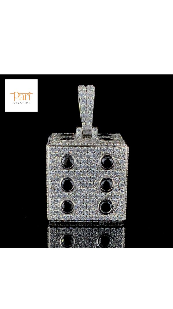 Luxury Iced-Out Dice Pendant – Black & White Diamond Hip-Hop Jewelry Made In 10 KT Embellished With Moissanite Diamond For The Birthday Gift