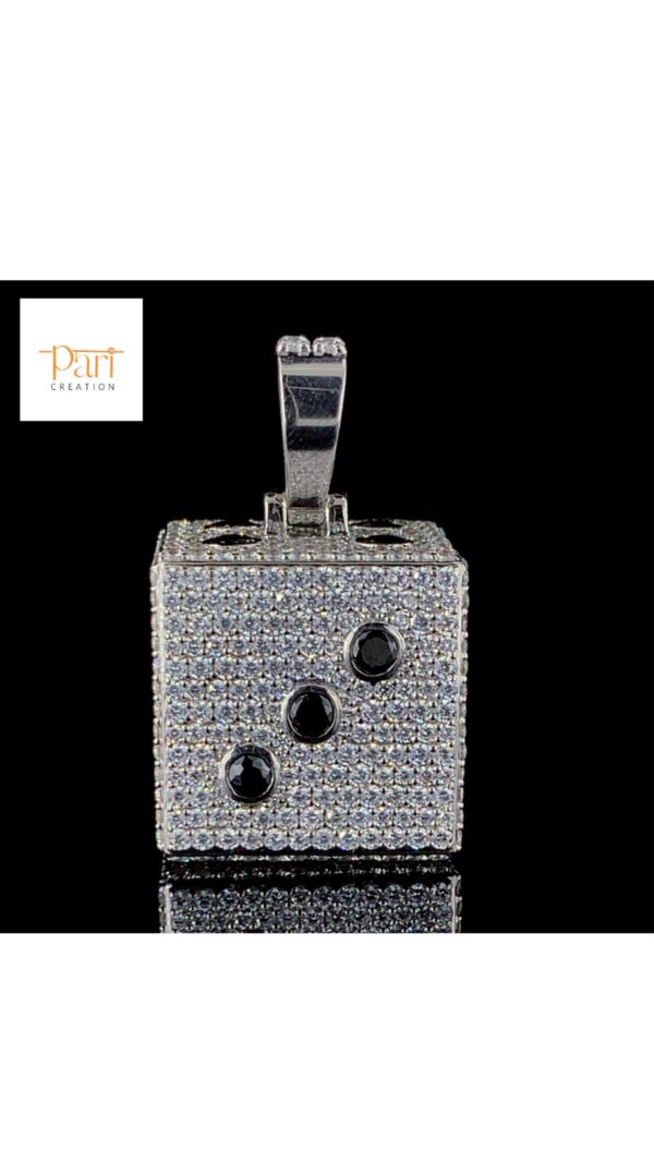 Luxury Iced-Out Dice Pendant – Black & White Diamond Hip-Hop Jewelry Made In 10 KT Embellished With Moissanite Diamond For The Birthday Gift