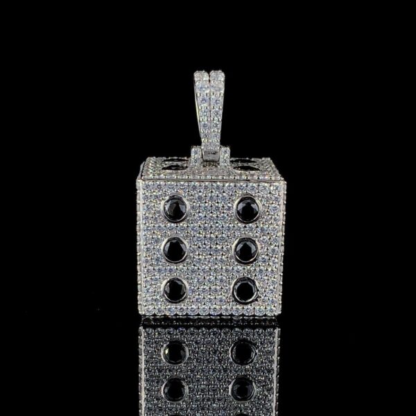 Luxury Iced-Out Dice Pendant – Black & White Diamond Hip-Hop Jewelry Made In 10 KT Embellished With Moissanite Diamond For The Birthday Gift