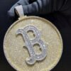 B Letter Circle Pendant Fully Iced out in Gold Studded with VVS Colorless Moissanite Stone, Customized Pendant ,Birthday / Anniversary Gift