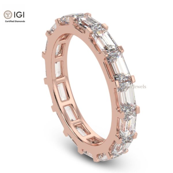 Baguette Cut Eternity Band Ring with VVS Quality Certified Lab Diamonds in 18kt Gold, Engagement Ring, Custom Ring, Handmade Jewelry
