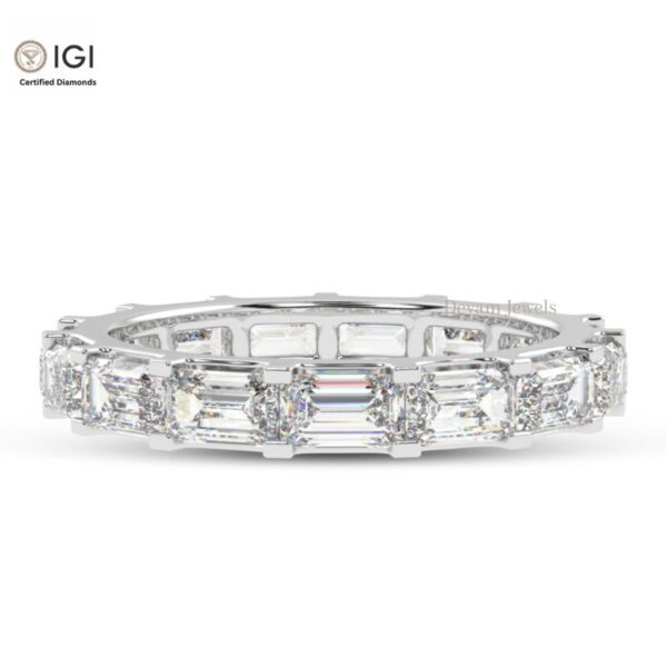 Baguette Cut Eternity Band Ring with VVS Quality Certified Lab Diamonds in 18kt Gold, Engagement Ring, Custom Ring, Handmade Jewelry