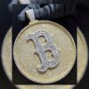 B Letter Circle Pendant Fully Iced out in Gold Studded with VVS Colorless Moissanite Stone, Customized Pendant ,Birthday / Anniversary Gift
