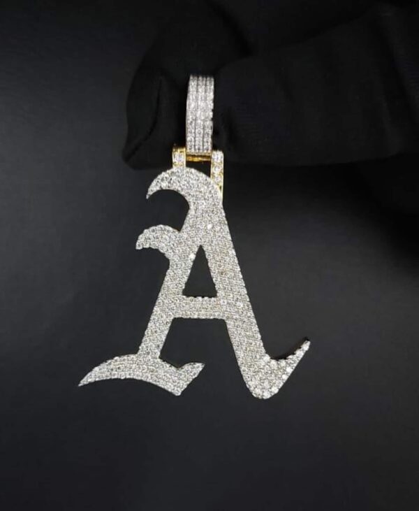 Iced Out Pendant In 925 Sterling Silver Studded with VVS Moissanite Stones, Unisex Pendant, Initial Letter Pendant, Handmade Jewelry