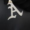 Iced Out Pendant In 925 Sterling Silver Studded with VVS Moissanite Stones, Unisex Pendant, Initial Letter Pendant, Handmade Jewelry