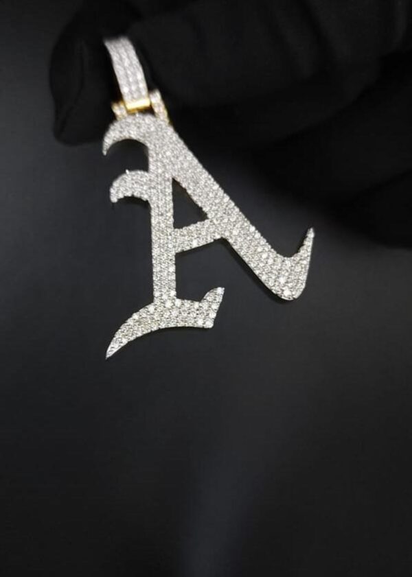 Iced Out Pendant In 925 Sterling Silver Studded with VVS Moissanite Stones, Unisex Pendant, Initial Letter Pendant, Handmade Jewelry