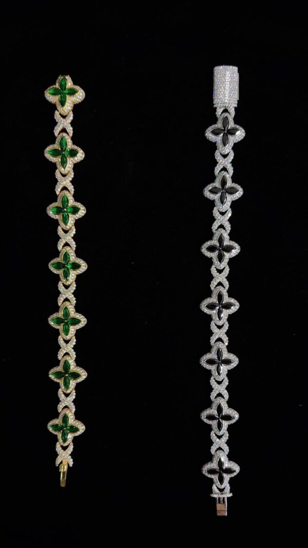Flower Style Infinity Link Bracelet Made In 14 / 10 KT Gold Embellished With Shinny Moissanite Diamond For Anniversary Gift To A Special One