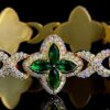 Flower Style Infinity Link Bracelet Made In 14 / 10 KT Gold Embellished With Shinny Moissanite Diamond For Anniversary Gift To A Special One
