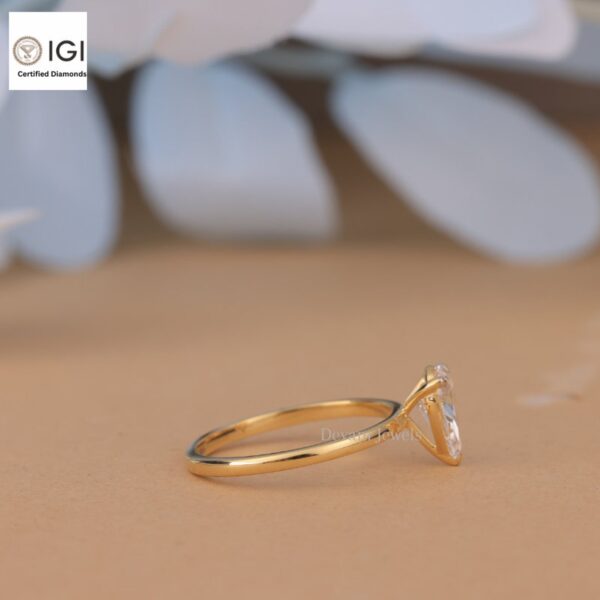 Pear Cut Solitaire Women's Ring Made in 18kt Gold Studded With VVS Lab Grown Diamond, Custom Engagement Wedding Ring, Certified Ring, Gift