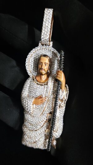 Divine Grace The Jesus Pendant Made In 14/10 KT Gold Studded With VVS Moissanite Diamonds For The Gift On Christmas Or Religious Events