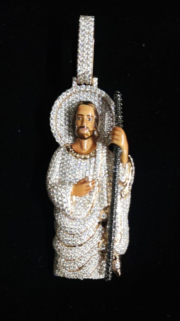 Divine Grace The Jesus Pendant Made In 14/10 KT Gold Studded With VVS Moissanite Diamonds For The Gift On Christmas Or Religious Events