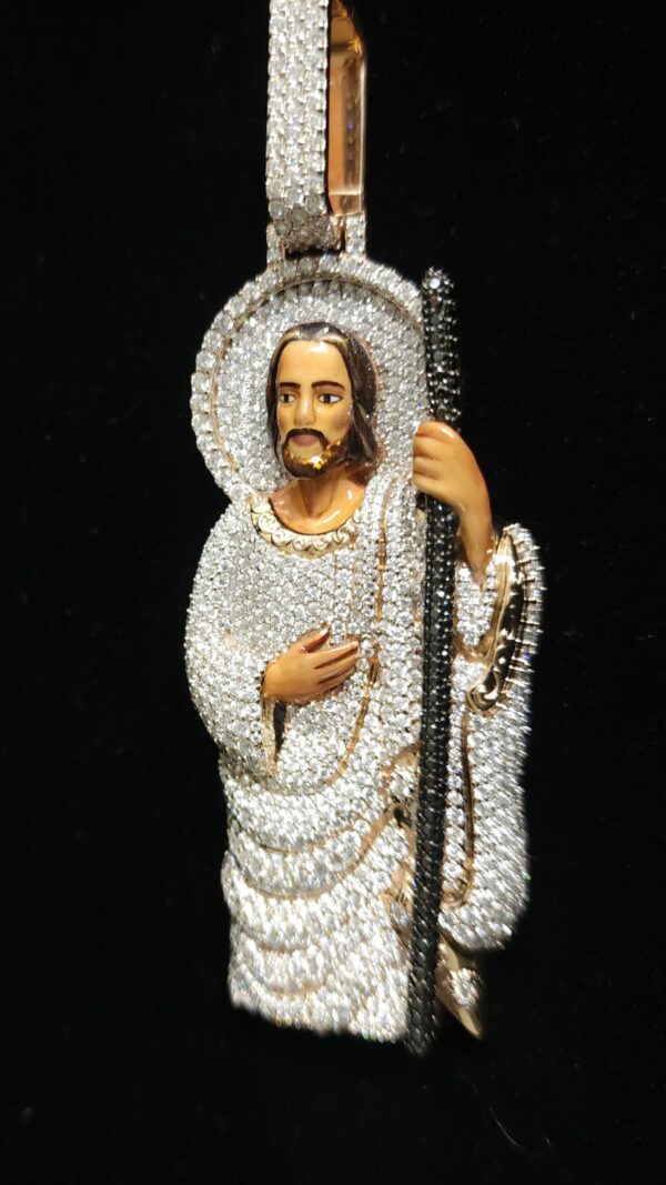 Divine Grace The Jesus Pendant Made In 14/10 KT Gold Studded With VVS Moissanite Diamonds For The Gift On Christmas Or Religious Events